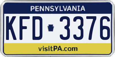 PA license plate KFD3376