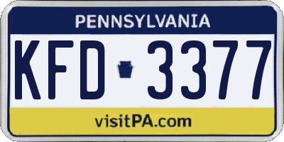 PA license plate KFD3377