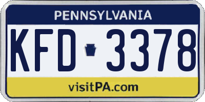 PA license plate KFD3378