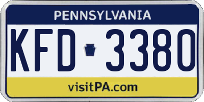 PA license plate KFD3380