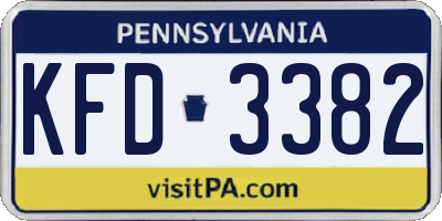 PA license plate KFD3382