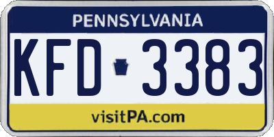 PA license plate KFD3383