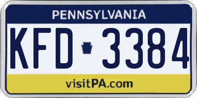 PA license plate KFD3384