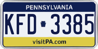 PA license plate KFD3385