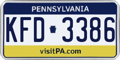 PA license plate KFD3386