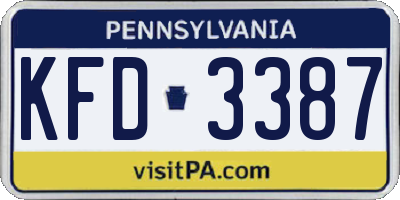 PA license plate KFD3387