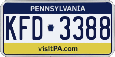 PA license plate KFD3388