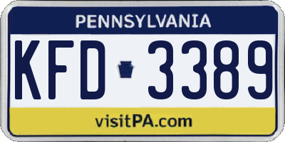 PA license plate KFD3389