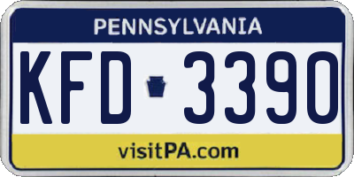 PA license plate KFD3390