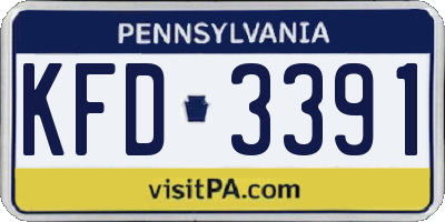 PA license plate KFD3391