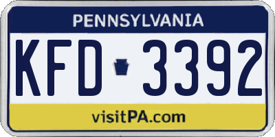 PA license plate KFD3392