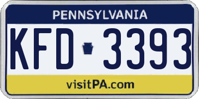 PA license plate KFD3393
