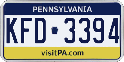 PA license plate KFD3394