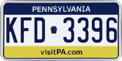 PA license plate KFD3396