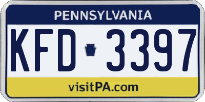 PA license plate KFD3397