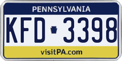 PA license plate KFD3398
