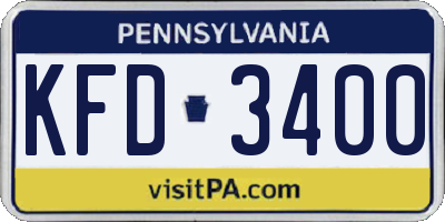 PA license plate KFD3400