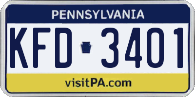 PA license plate KFD3401