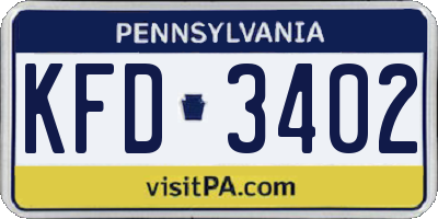 PA license plate KFD3402