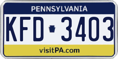 PA license plate KFD3403