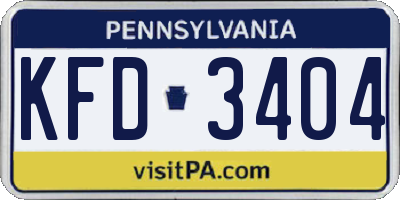 PA license plate KFD3404