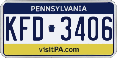 PA license plate KFD3406