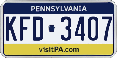 PA license plate KFD3407