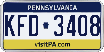 PA license plate KFD3408