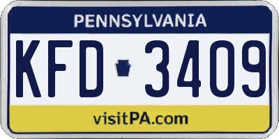 PA license plate KFD3409