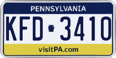 PA license plate KFD3410