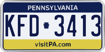 PA license plate KFD3413