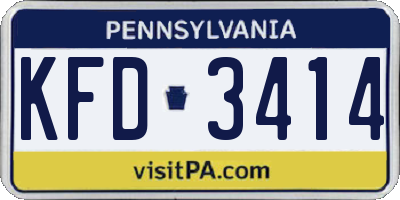 PA license plate KFD3414