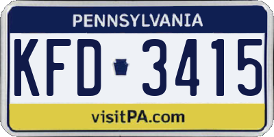 PA license plate KFD3415