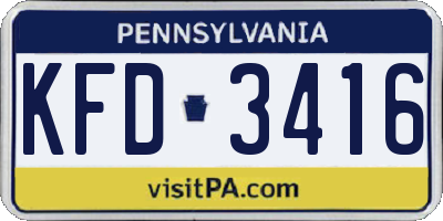 PA license plate KFD3416