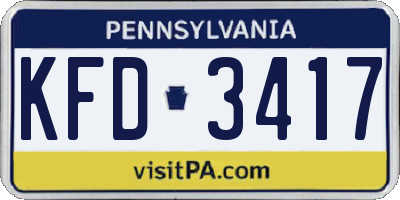 PA license plate KFD3417