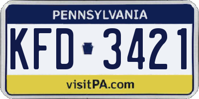 PA license plate KFD3421