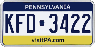 PA license plate KFD3422