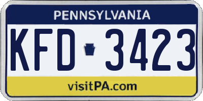 PA license plate KFD3423