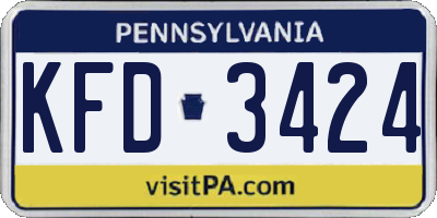 PA license plate KFD3424