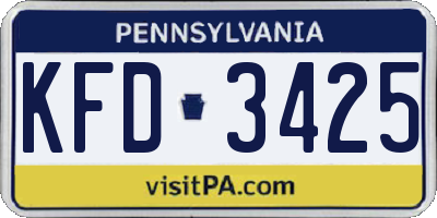 PA license plate KFD3425