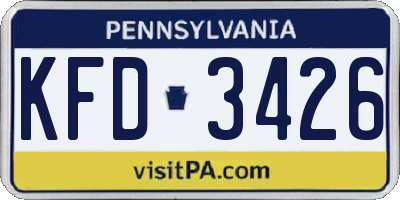 PA license plate KFD3426