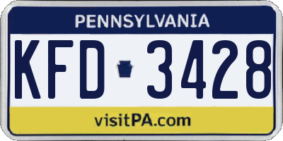 PA license plate KFD3428