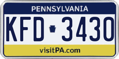 PA license plate KFD3430