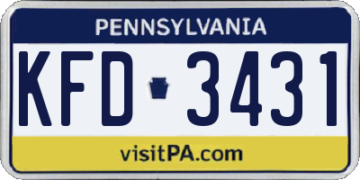 PA license plate KFD3431