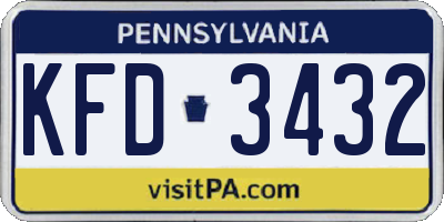 PA license plate KFD3432