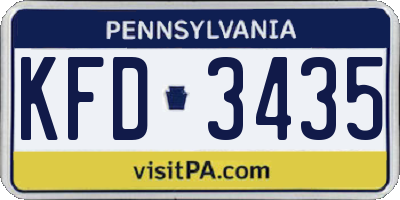 PA license plate KFD3435