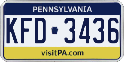 PA license plate KFD3436