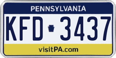 PA license plate KFD3437