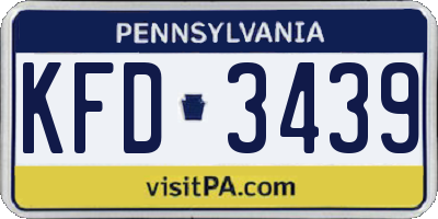 PA license plate KFD3439