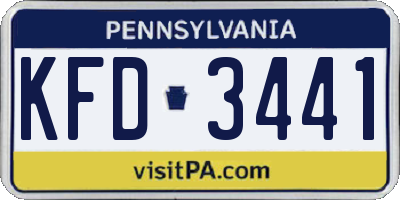 PA license plate KFD3441